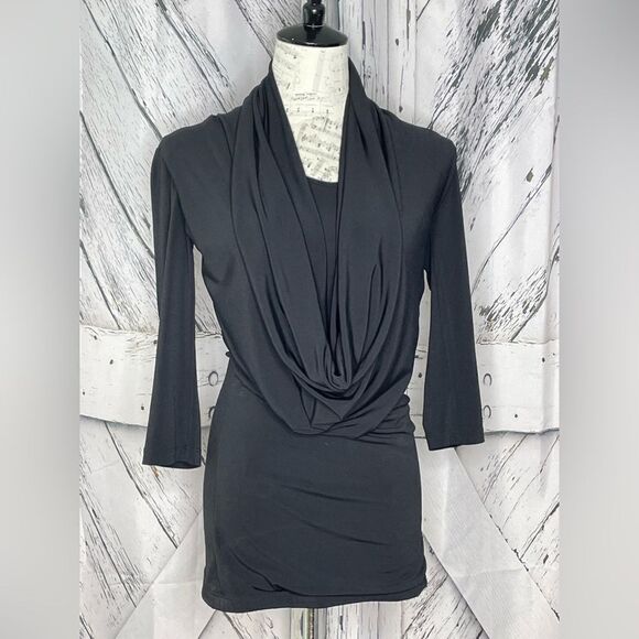 C Graffiti USA Drapes Neck Tunic Black S - Picture 1 of 4